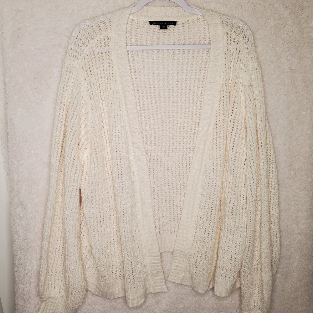 Boston Proper White Open Front Sweater